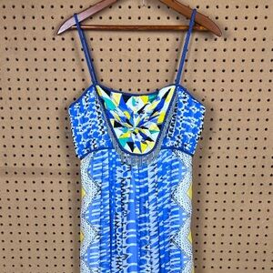 RANNA GILL ANTHROPOLOGIE Boho Maxi Dress Sunburst Beaded Size Large